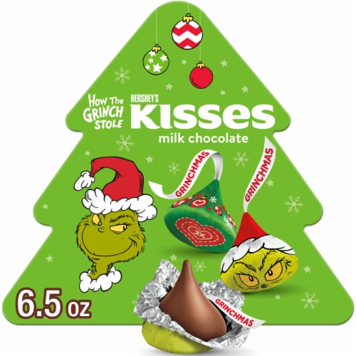 HERSHEY'S KISSES Grinch Milk Chocolate Candy Christmas Gift Box, 1 box ...