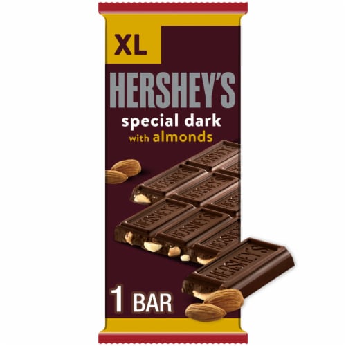 HERSHEY'S SPECIAL DARK Mildly Sweet Chocolate with Almonds XL Candy Bar Perspective: front