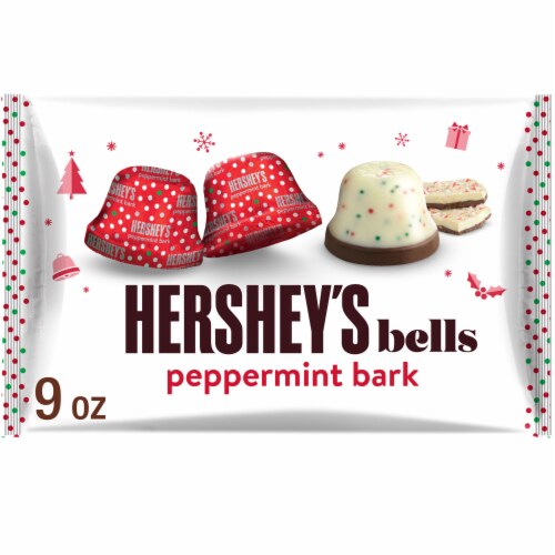 HERSHEY'S Peppermint Bark Bells Christmas Candy Bag Perspective: front