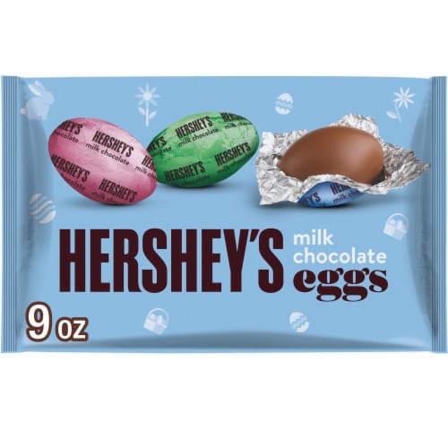 HERSHEY'S Milk Chocolate Eggs Easter Candy Bag Perspective: front