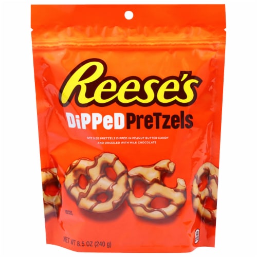 Reese's Peanut Butter Dipped Bite Size Pretzels Perspective: front