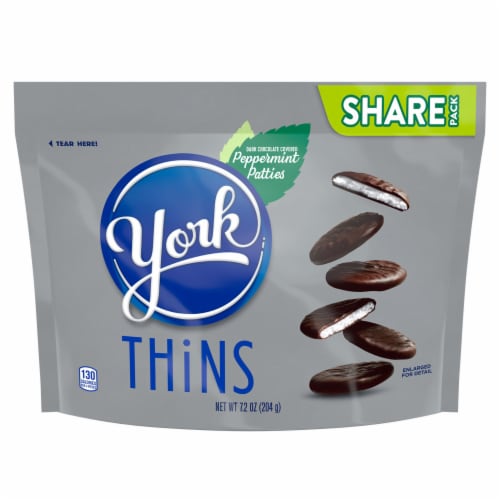 YORK THiNS Dark Chocolate Peppermint Patties Candy Share Pack Perspective: front