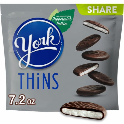 YORK THiNS Dark Chocolate Peppermint Patties Candy Share Pack Perspective: front