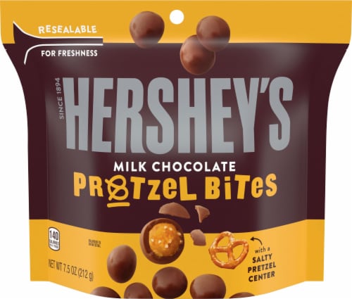 Hershey's Milk Chocolate Pretzel Bites Perspective: front