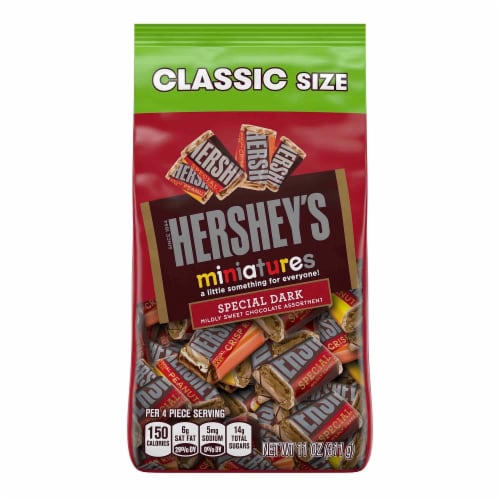 Hershey's Special Dark Mildly Sweet Chocolate Miniatures Assortment Candy Bag Perspective: front