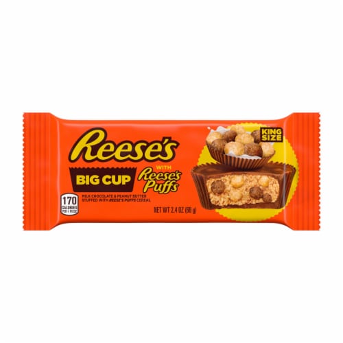 REESE’S Big Cup with Puffs Cereal Milk Chocolate King Size Peanut Butter Cups Candy Pack