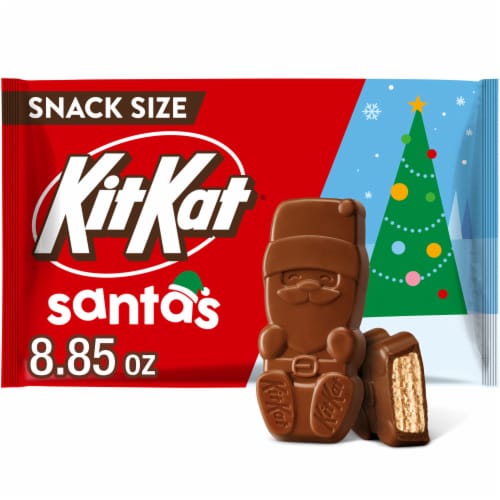 KIT KAT® Milk Chocolate Wafer Snack Size Santas Christmas Candy Bag Perspective: front