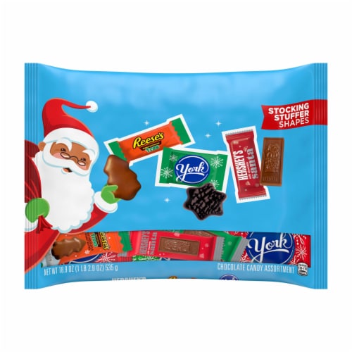 HERSHEY'S REESE'S and YORK Assorted Milk and Dark Chocolate Christmas Candy Variety Bag Perspective: front