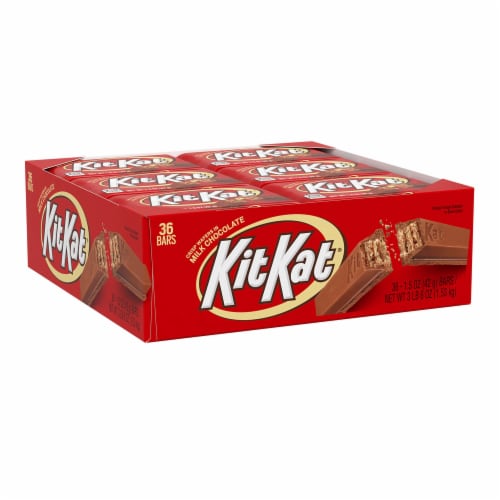 KIT KAT CRISP WAFERS IN MILK CHOCOLATE STANDARD BAR BOX Perspective: front