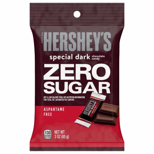 Hershey's Special Dark Mildly Sweet Chocolate Zero Sugar Candy Bars Perspective: front
