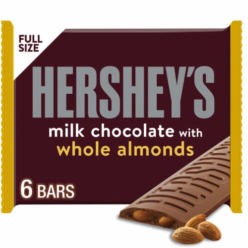 HERSHEY'S Milk Chocolate with Whole Almonds Candy Bars Perspective: front