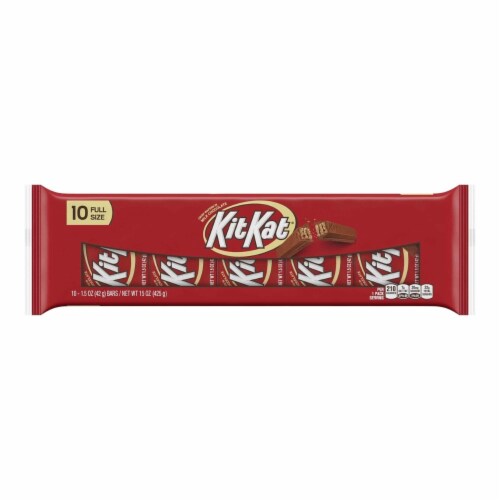 Kit Kat Wafer Bars in Milk Chocolate Candy (15 Ounce, 10 Count) Perspective: front