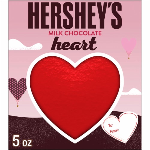 HERSHEY'S Milk Chocolate Heart Valentine Candy Gift Box Perspective: front