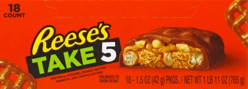 Take 5 Reese's Chocolate Bars Perspective: front