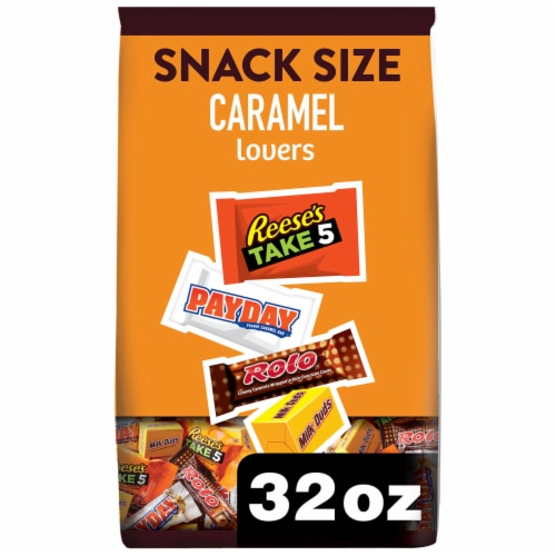 Hershey Assorted Caramel Flavored Snack Size Candy Party Pack Perspective: front