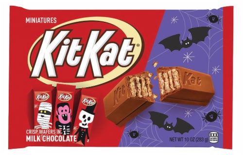 KIT KAT® Halloween Crisp Wafers in Milk Chocoalte Miniatures Candy With Spooky Foils Perspective: front