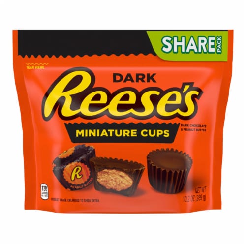 Reese's Miniatures Dark Chocolate Peanut Butter Cups Candy Share Pack Perspective: front