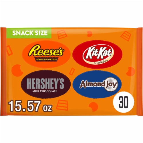 Hershey Assorted Chocolate Snack Size Candy Bag Perspective: front