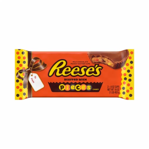 Reese's Pieces Peanut Butter Cups Holiday Candy Perspective: front
