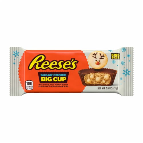 REESE'S Big Cup Sugar Cookie Milk Chocolate King Size Peanut Butter Cups Christmas Candy Pack Perspective: front