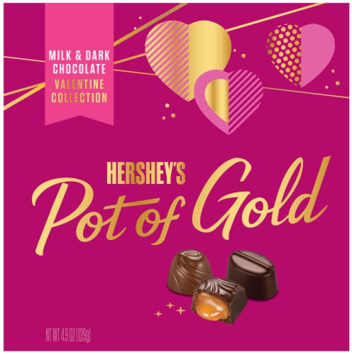 Hershey's Valentine Collection Pot of Gold Assorted Milk & Dark Chocolates Candy Perspective: front