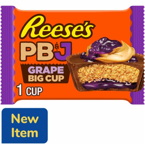 REESE'S Big Cup PB&J Grape Milk Chocolate Peanut Butter Cup Candy Pack Perspective: front