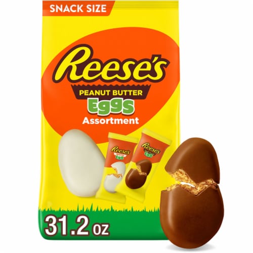 REESE'S Assorted Flavored Snack Size Peanut Butter Eggs Easter Candy Bag Perspective: front