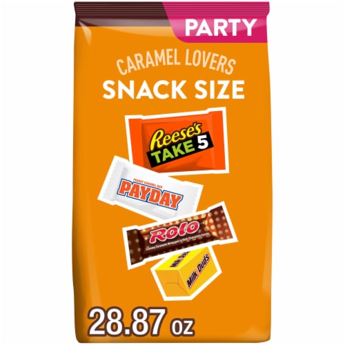 Hershey Assorted Caramel Flavored Snack Size Candy Party Pack Perspective: front