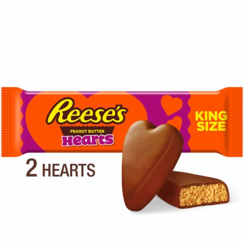 REESE'S Milk Chocolate Peanut Butter Hearts Valentine Candy King Size Pack Perspective: front