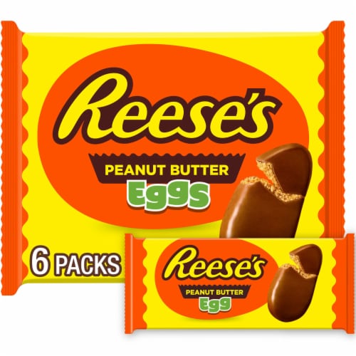 REESE'S Milk Chocolate Peanut Butter Easter Candy Eggs Packs, 6 ct / 1. ...