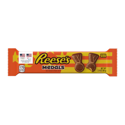 Reese's Milk Chocolate & Peanut Butter Medals King Size Bar Perspective: front