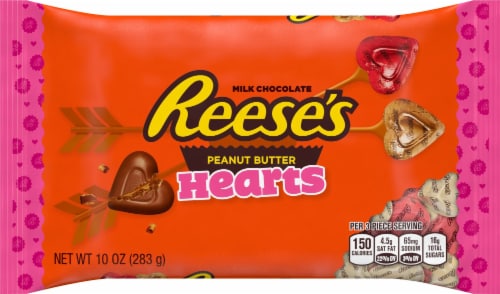 Reese's Milk Chocolate Peanut Butter Hearts Candy Perspective: front