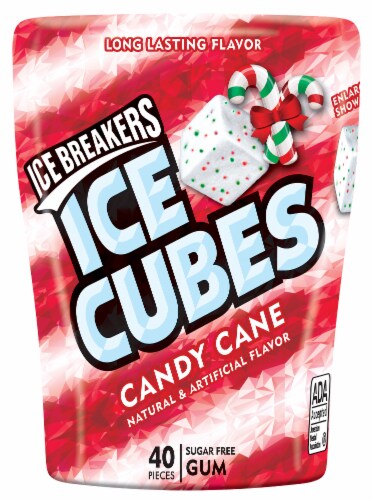 Ice Breakers Holiday Ice Cubes Candy Cane Sugar Free Gum Perspective: front