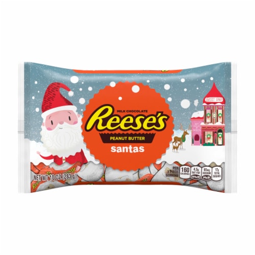 Reese's Milk Chocolate Peanut Butter Santas Holiday Candy Perspective: front