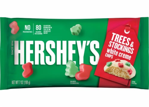 Hershey's Trees & Stockings White Creme Chips Perspective: front