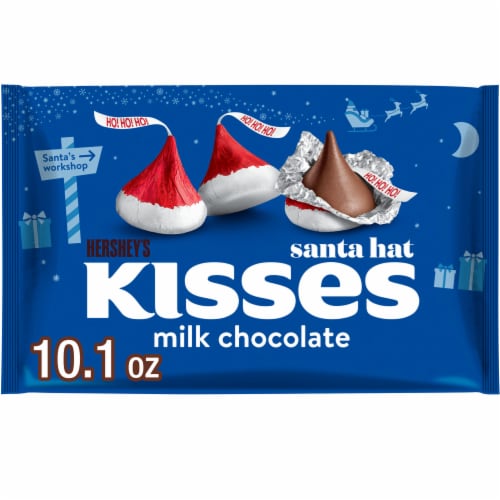 HERSHEY'S KISSES Milk Chocolate Santa Hat Christmas Candy Bag Perspective: front