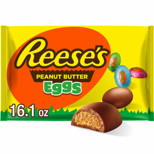 REESE'S Milk Chocolate and Peanut Butter Creme Eggs Easter Candy Bag Perspective: front
