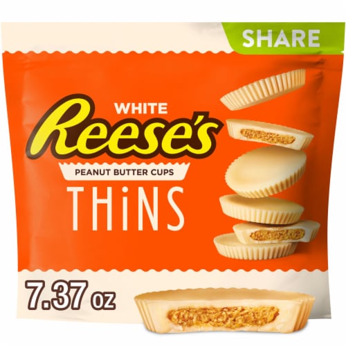 REESE'S THiNS White Creme Peanut Butter Cups Candy Share Pack Perspective: front