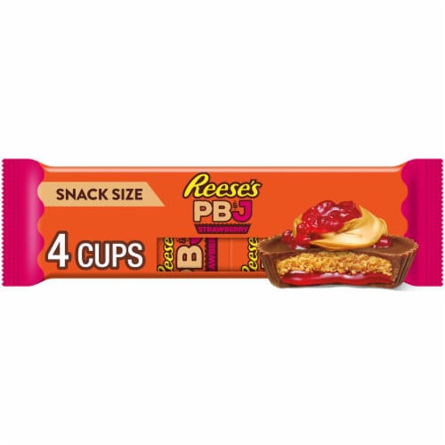 REESE'S PB&J Strawberry Milk Chocolate Snack Size Peanut Butter Cups Candy Packs Perspective: front