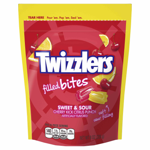 Twizzlers Sweet & Sour Filled Bites in Cherry Kick and Citrus Punch Flavors Perspective: front