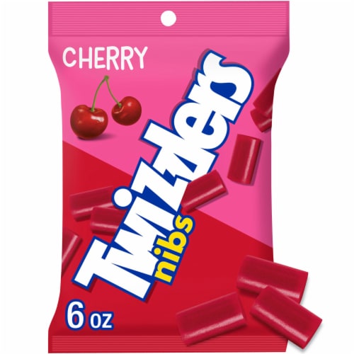 TWIZZLERS NIBS Cherry Flavored Licorice Style Chewy Candy Bag Perspective: front