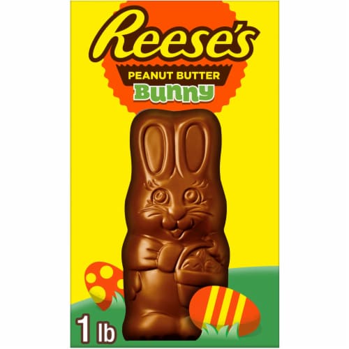 REESE'S Milk Chocolate Peanut Butter Bunny Easter Candy Gift Box Perspective: front