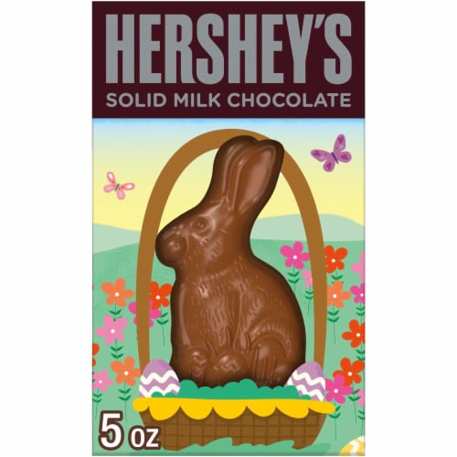 HERSHEY'S Solid Milk Chocolate Bunny Easter Candy Gift Box Perspective: front