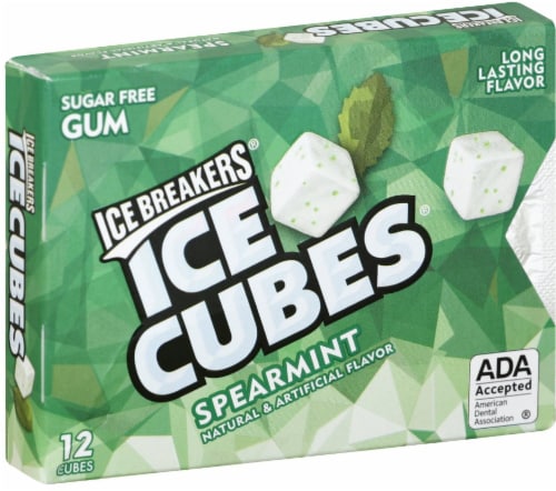 Ice Breakers Ice Cubes Spearmint Sugar Free Gum Perspective: front