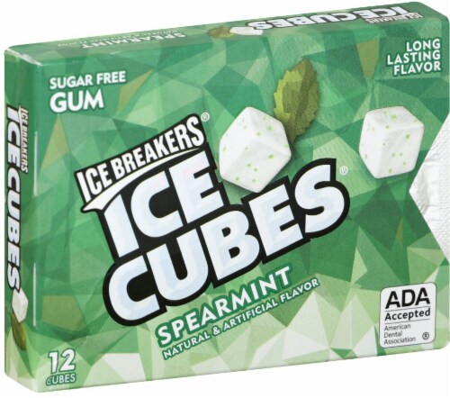 Ice Breakers Ice Cubes Spearmint Sugar Free Gum Perspective: front