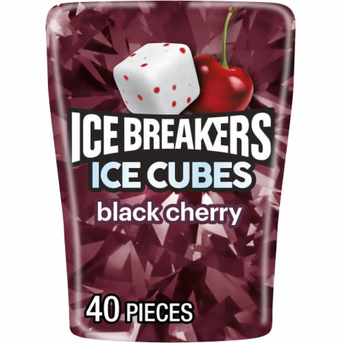 ICE BREAKERS ICE CUBES Black Cherry Flavored Sugar Free Chewing Gum Perspective: front