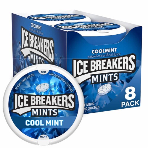 Ice Breakers Cool Mint Flavored Mints Tin Box Perspective: front