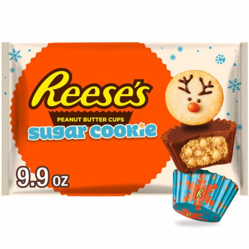REESE'S Miniatures Sugar Cookie Milk Chocolate Peanut Butter Cups Christmas Candy Bag Perspective: front
