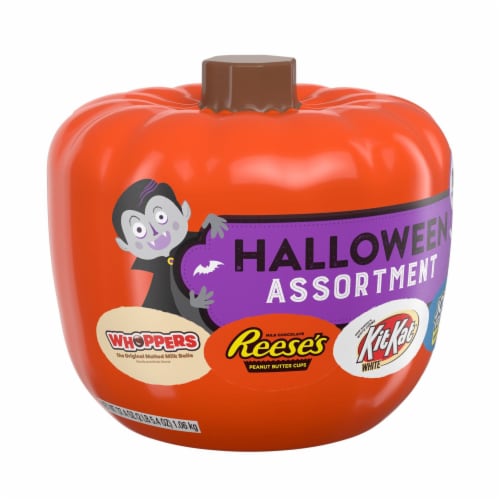 Hershey's Assorted Pumpkin Bowl Miniatures Candy Halloween Assortment Perspective: front