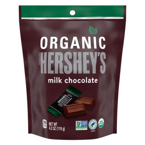 HERSHEY'S Organic Milk Chocolate Candy Bars Bag Perspective: front
